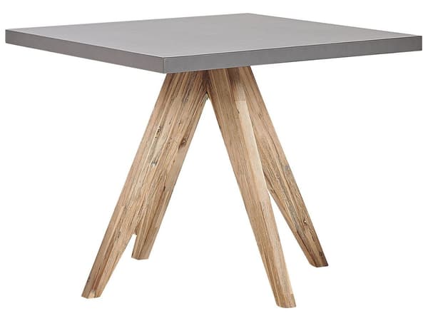 Utomhus Trädgårdsbord i Grå Färg med Bordsskiva i Betong och Ljusbrun Ben av Acaciaträ 8-sits Kapacitet 200 x 100 cm