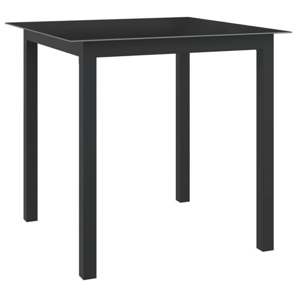 vidaXL havebord 80x80x74 cm glas og aluminium sort
