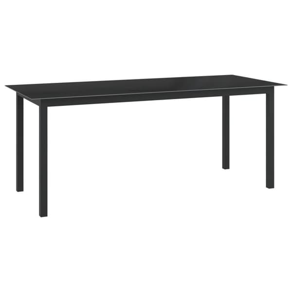 vidaXL Trädgårdsbord svart 190x90x74 cm aluminium och glas