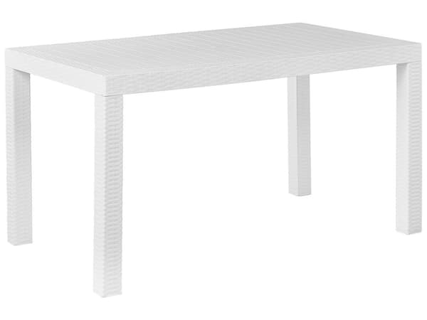 Utomhus Trädgård 6-sits Matbord Vit 140 x 80 cm Rektangulärt Minimalistiskt