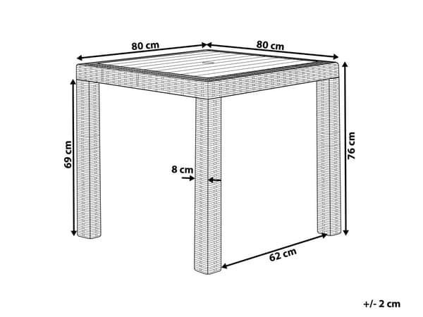 Puutarhapöytä valkoinen synteettinen materiaali 80 x 80 cm 4 hengelle minimalistinen tyyli