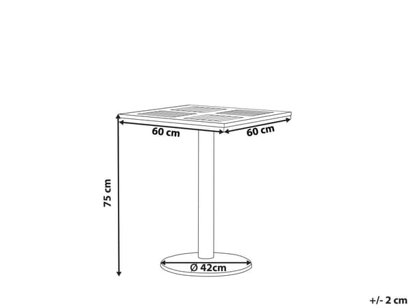 Puutarhapöytä 60 x 60 cm neliönmallinen vaaleanruskea mustalla metallijalalla perinteinen tyyli