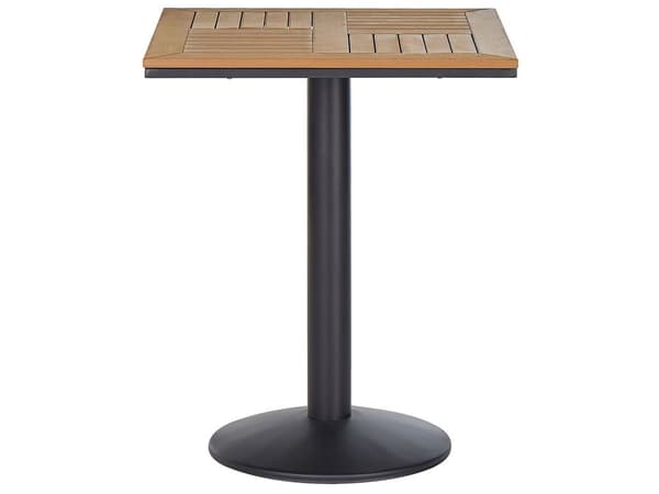 Puutarhapöytä 60 x 60 cm neliönmallinen vaaleanruskea mustalla metallijalalla perinteinen tyyli