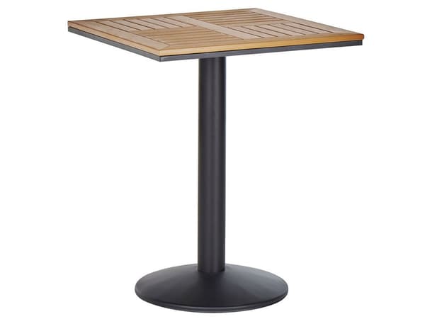 Puutarhapöytä 60 x 60 cm neliönmallinen vaaleanruskea mustalla metallijalalla perinteinen tyyli