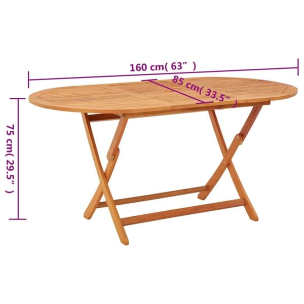 vidaXL Hopfällbart trädgårdsbord 160x85x75 cm massivt eukalyptusträ