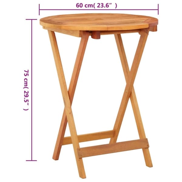 vidaXL foldbart havebord Ø60x75 cm massivt eukalyptustræ