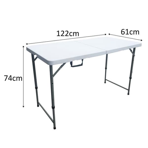 Vikbord - 120 cm - 4 personer - Pulverbeläggning i stålrör, Ø 25 x 1 mm inlopp