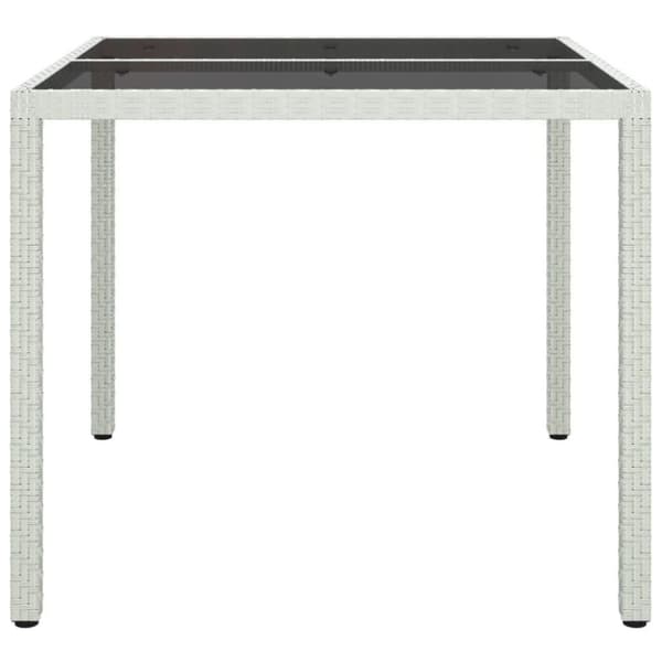 vidaXL havebord 90x90x75 cm hærdet glas og polyrattan hvid