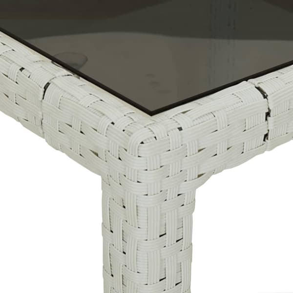 vidaXL havebord 90x90x75 cm hærdet glas og polyrattan hvid