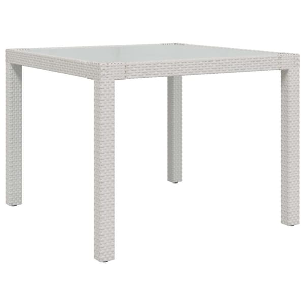 vidaXL havebord 90x90x75 cm hærdet glas og polyrattan hvid