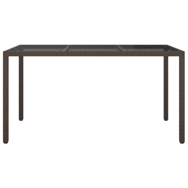vidaXL Utebord 150x90x75 cm Härdat glas och konstrotting brun