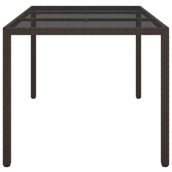 vidaXL Utebord 150x90x75 cm Härdat glas och konstrotting brun