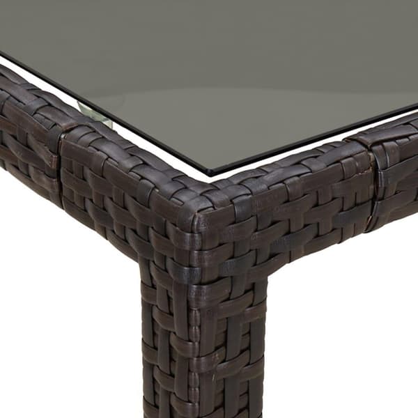 vidaXL Utebord 150x90x75 cm Härdat glas och konstrotting brun
