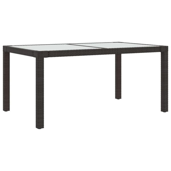 vidaXL Utebord 150x90x75 cm Härdat glas och konstrotting brun