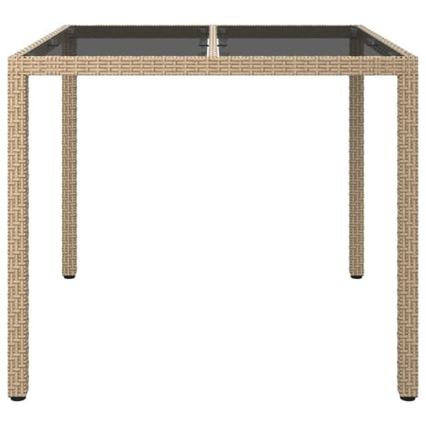 vidaXL Hagebord 90x90x75 cm herdet glass og polyrotting beige