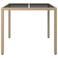Miniatyrbilde 4 av 7: vidaXL Hagebord 90x90x75 cm herdet glass og polyrotting beige