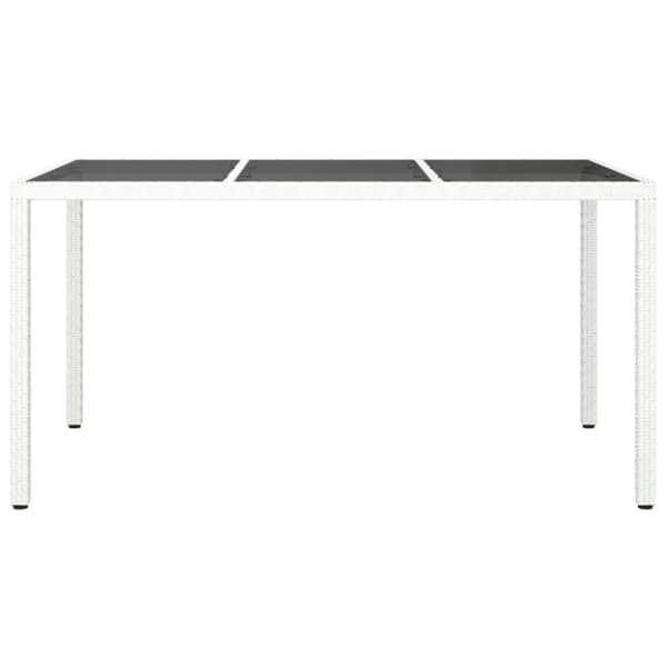 vidaXL Puutarhapöytä 150x90x75cm karkaistu lasi ja polyrottinki valk.
