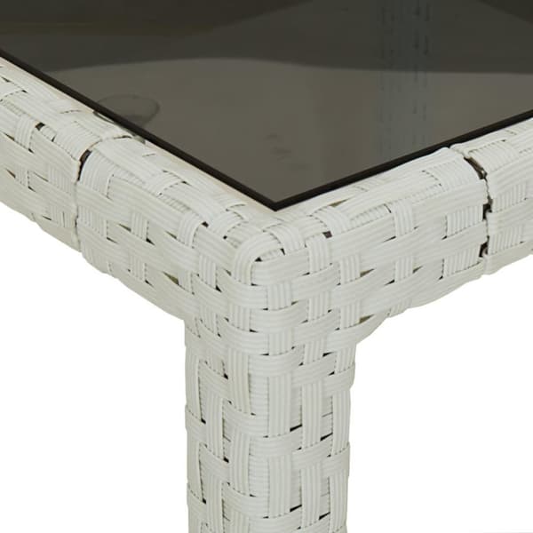vidaXL Puutarhapöytä 150x90x75cm karkaistu lasi ja polyrottinki valk.