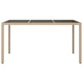Miniatyrbillede 4 af 7: vidaXL havebord 150x90x75 cm hærdet glas og polyrattan beige