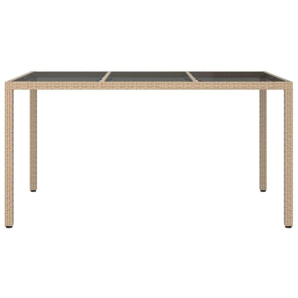 vidaXL Hagebord 150x90x75 cm herdet glass og polyrotting beige