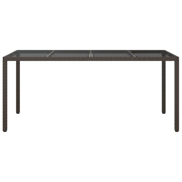 vidaXL havebord 190x90x75 cm hærdet glas og polyrattan brun