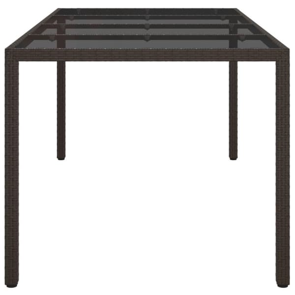 vidaXL havebord 190x90x75 cm hærdet glas og polyrattan brun