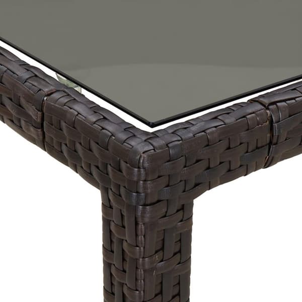 vidaXL havebord 190x90x75 cm hærdet glas og polyrattan brun
