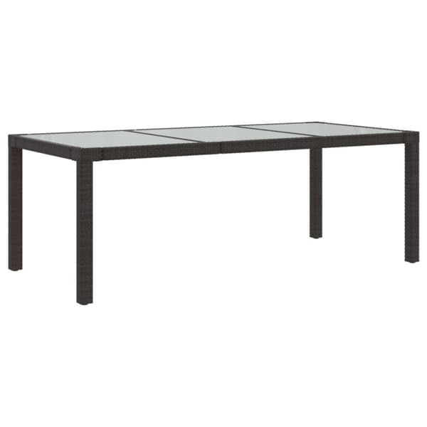 vidaXL havebord 190x90x75 cm hærdet glas og polyrattan brun
