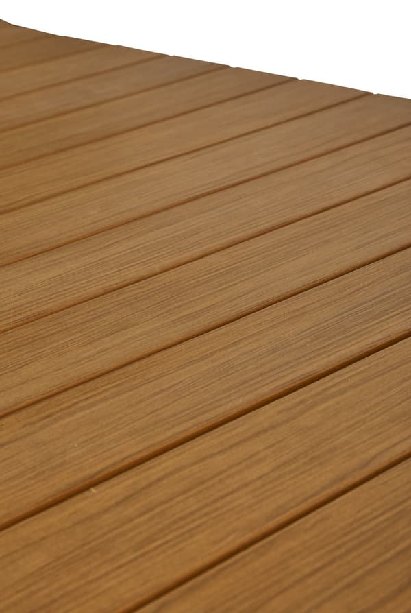 Joan havebord 205-275 x 100 cm, med udtræk inkl. 1 plade, sort og teak dekor.