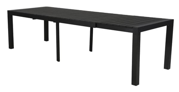 Grup hagebord, inkl. 2 tilleggsplater 223/343 cm svart/svart.