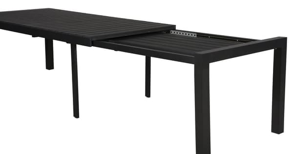 Grup hagebord, inkl. 2 tilleggsplater 223/343 cm svart/svart.