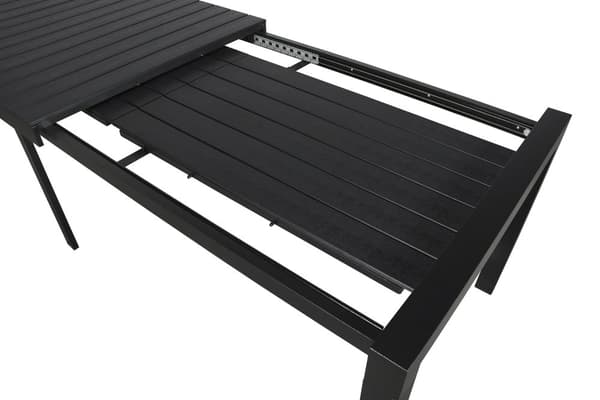 Grup hagebord, inkl. 2 tilleggsplater 223/343 cm svart/svart.