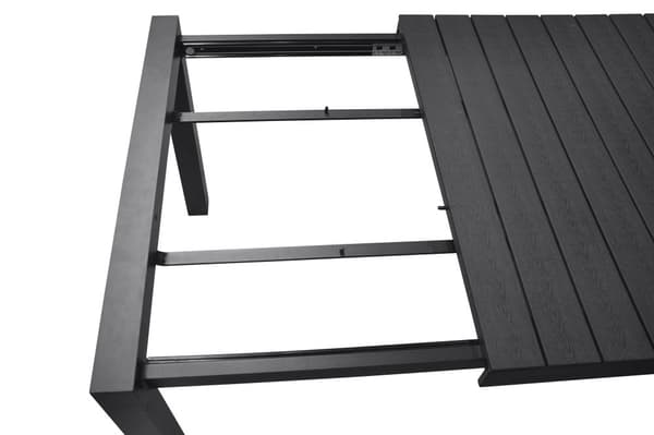 Grup hagebord, inkl. 2 tilleggsplater 223/343 cm svart/svart.