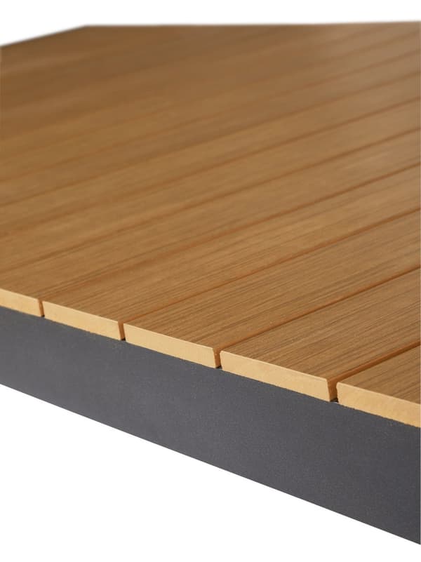 Joan hagebord 205-275 x 100 cm, med uttrekk inkl. 1 plate, svart og teak dekor.