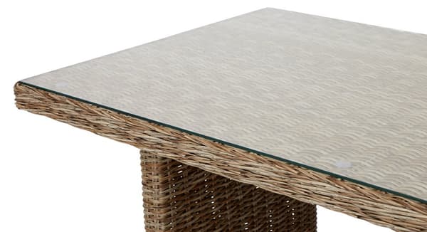 Gram hagebord 142 x 76 cm, med glassplate, natur.