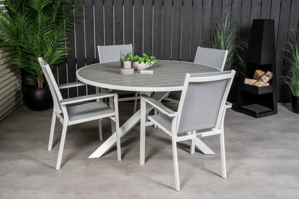 Parma havebord Ø140cm hvid,grå.