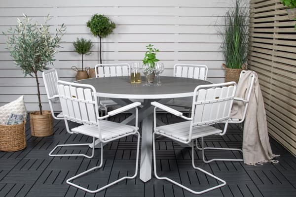 Parma hagebord Ø140cm hvit, grå.