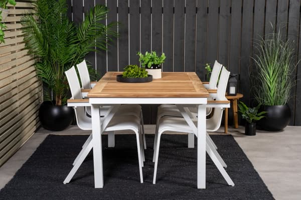 Panama hagebord inkl. tilleggsplate 160, 240 cm hvit, natur .