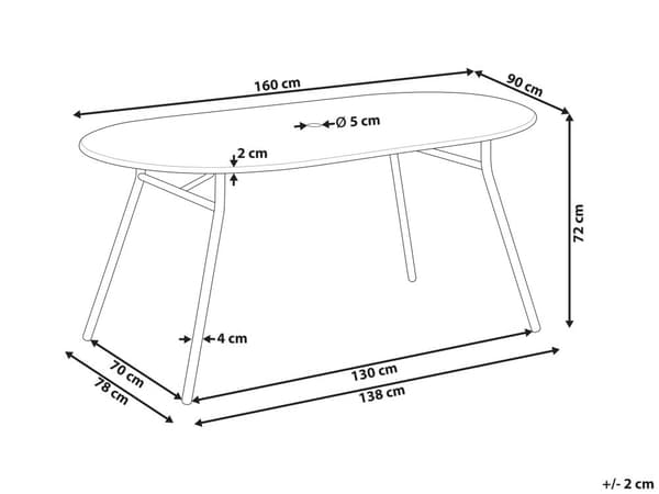 Havebord i Blå Metal 160 x 90 cm med Hul til Parasol Moderne Udendørs Lang Oval Bordplade Minimalistisk Terrasse Altan Indretning