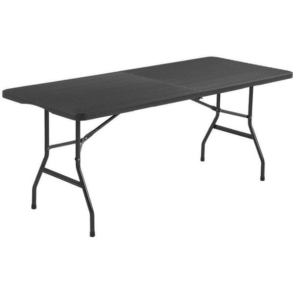 Fällbart mottagningsbord 8 personer 180x74 x73,5cm - Stålstruktur och polyetenskiva - vävd hartslook - Svart