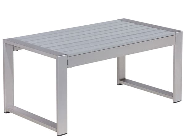 Havebord Lysegrå Anodiseret Aluminium Plastik 100 x 42 x 50 cm Udendørs Rektangulær Havespisebord Nonwood Vedligeholdelsesfrit til Terrasse