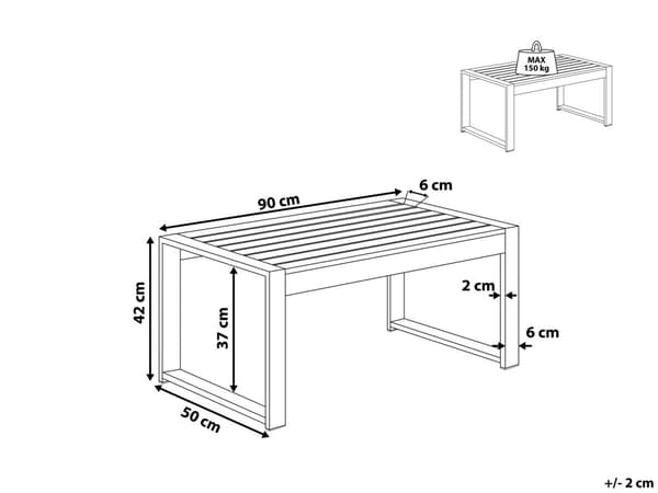 Havebord Mørkegrå Metal Plastik 100 x 42 x 50 cm Udendørs Rektangulær Havespisebord Nonwood Vedligeholdelsesfrit til Terrasse