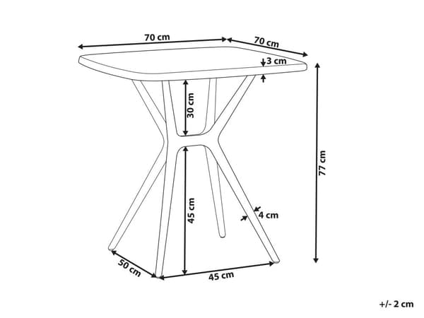 Trädgård Bistro Matbord Vit Plast 70 x 70 cm Utomhus Väderbeständig