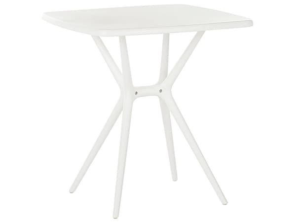 Trädgård Bistro Matbord Vit Plast 70 x 70 cm Utomhus Väderbeständig