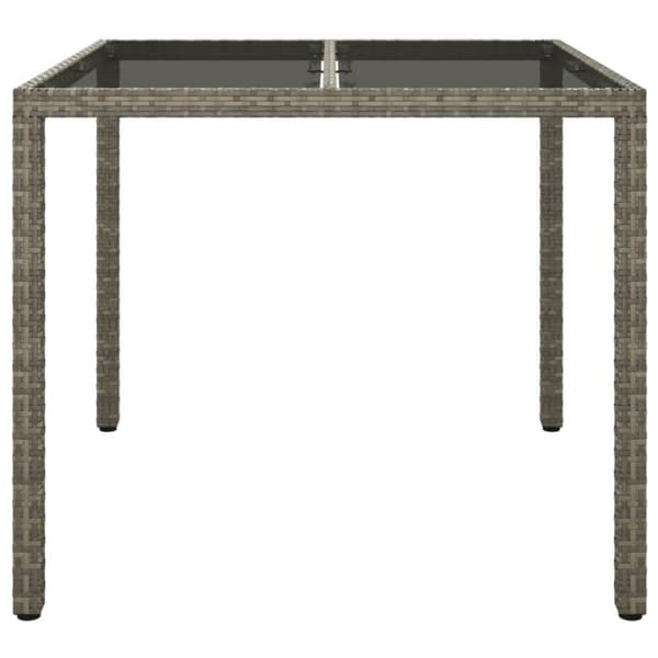 vidaXL havebord 90x90x75 cm hærdet glas og polyrattan grå