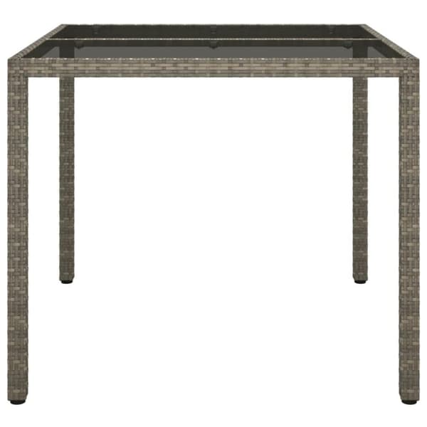 vidaXL havebord 90x90x75 cm hærdet glas og polyrattan grå