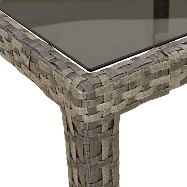 vidaXL havebord 90x90x75 cm hærdet glas og polyrattan grå