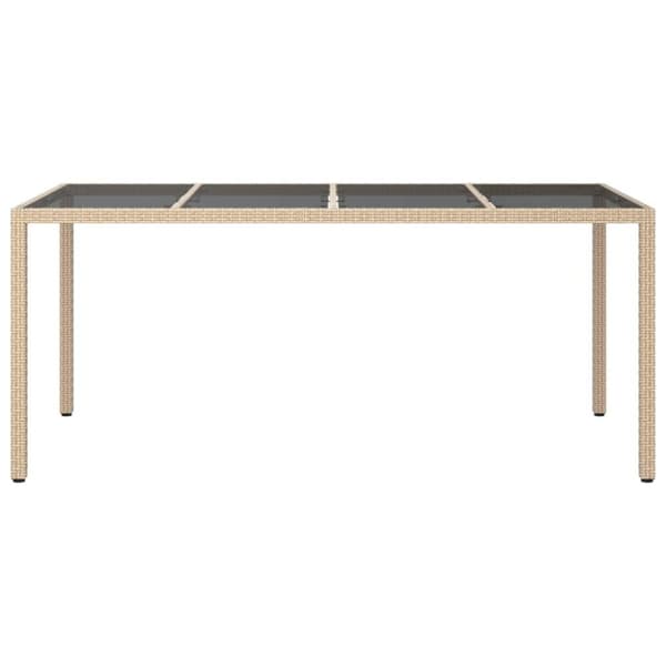 vidaXL havebord 190x90x75 cm hærdet glas og polyrattan beige