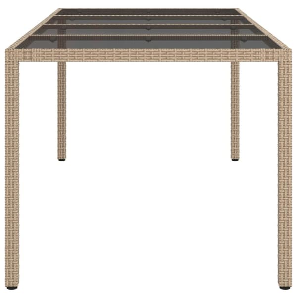 vidaXL havebord 190x90x75 cm hærdet glas og polyrattan beige