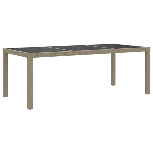 vidaXL havebord 190x90x75 cm hærdet glas og polyrattan beige